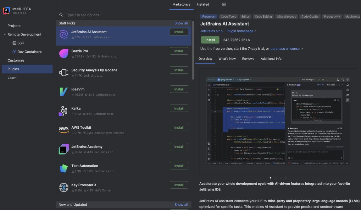 IntelliJ IDEA dashboard