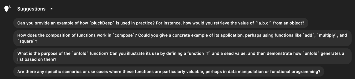 Pieces for Developers copilot suggestions