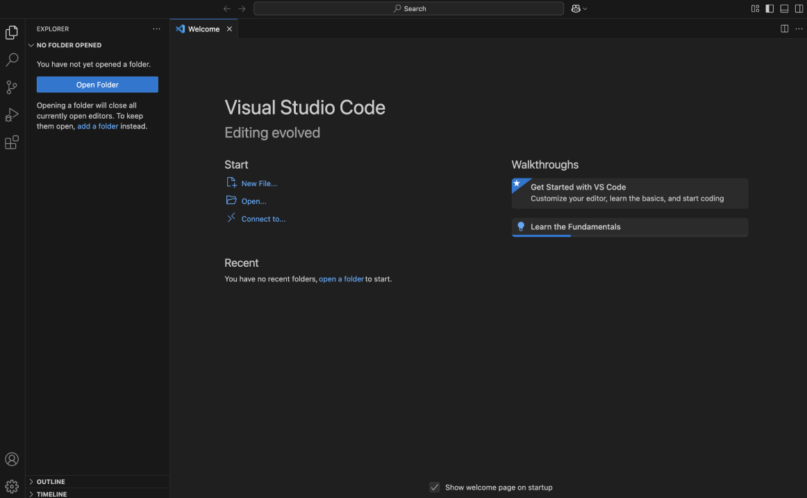 Visual Studio Code dashboard