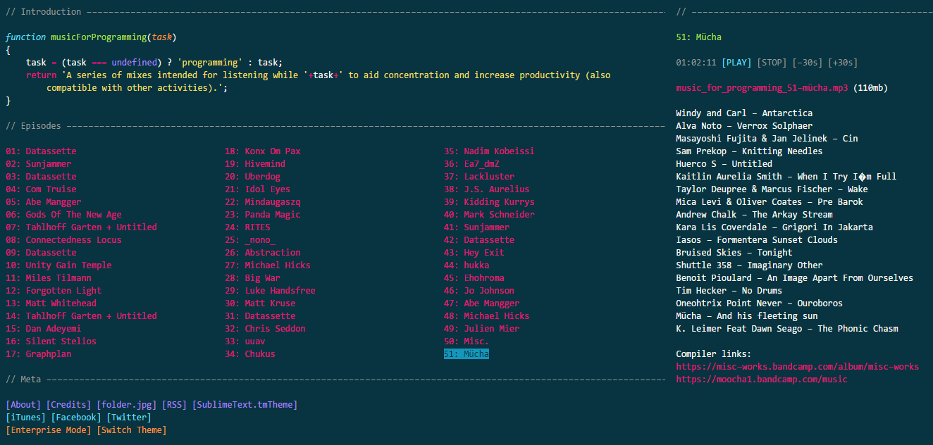 Best productivity tools for programmers: musicForProgramming