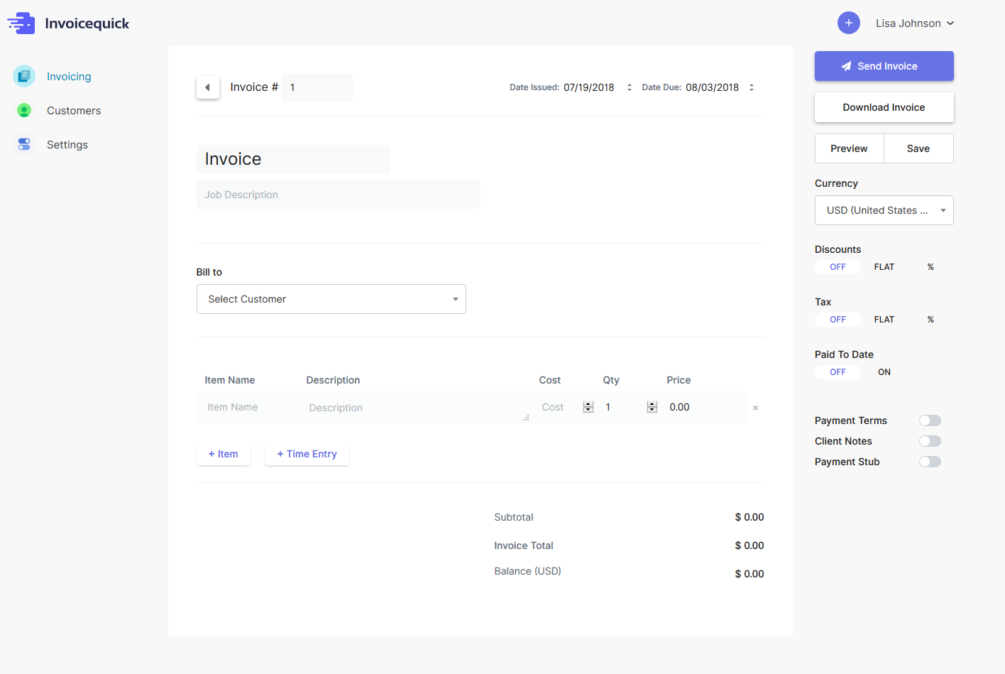 quick invoice app