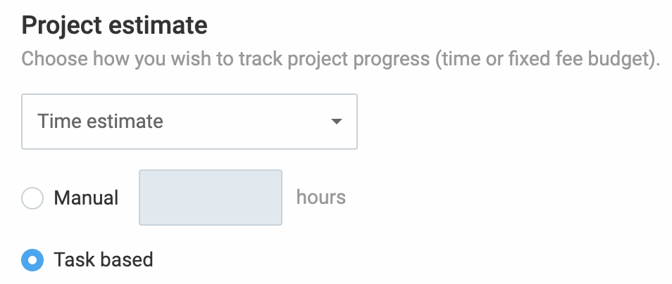 Setting project estimate in Clockify