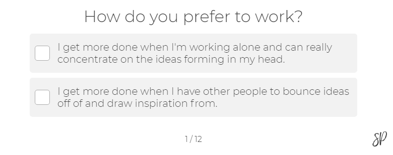 Meyers-Briggs Type quiz meant to assess Productivity