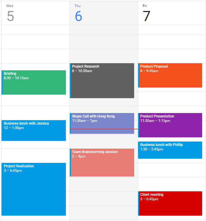 Simplified Calendar Schedule