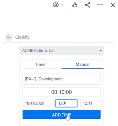 Jira Clockify Add time