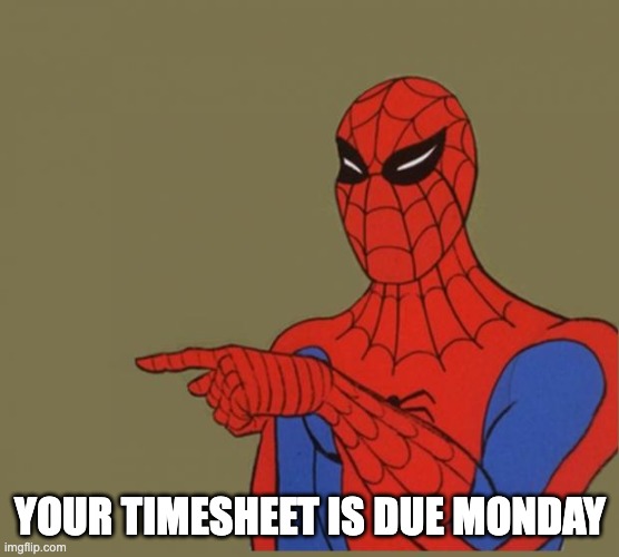 Your timesheet is due Monday meme