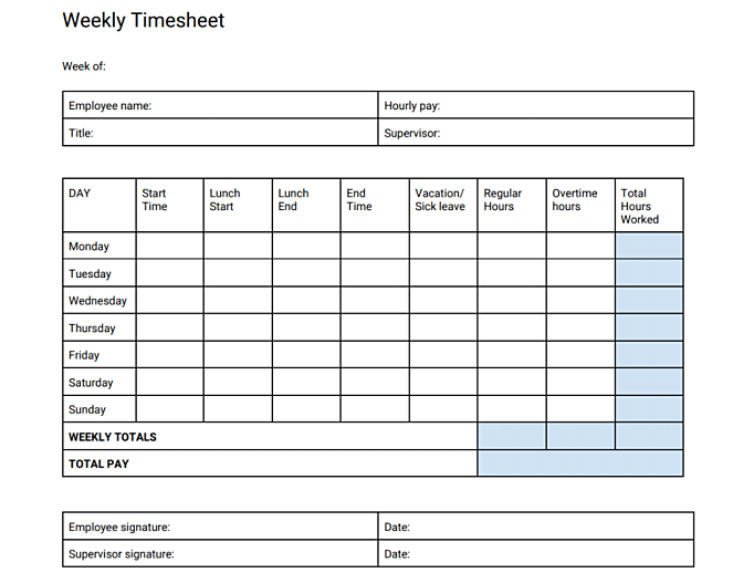 daily time tracking sheet template