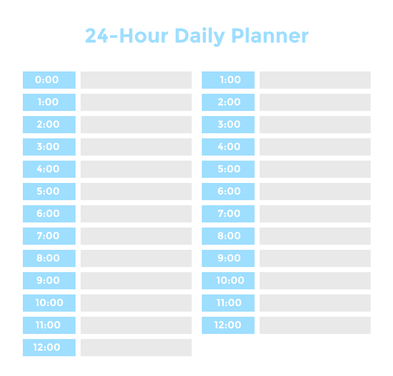 24 Hour Daily Schedule Template