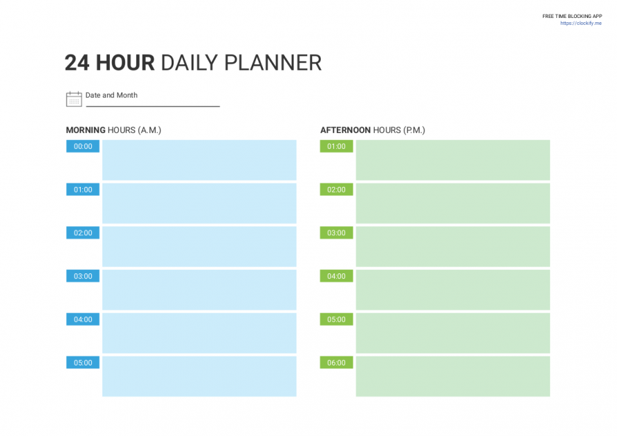24 hour daily planner