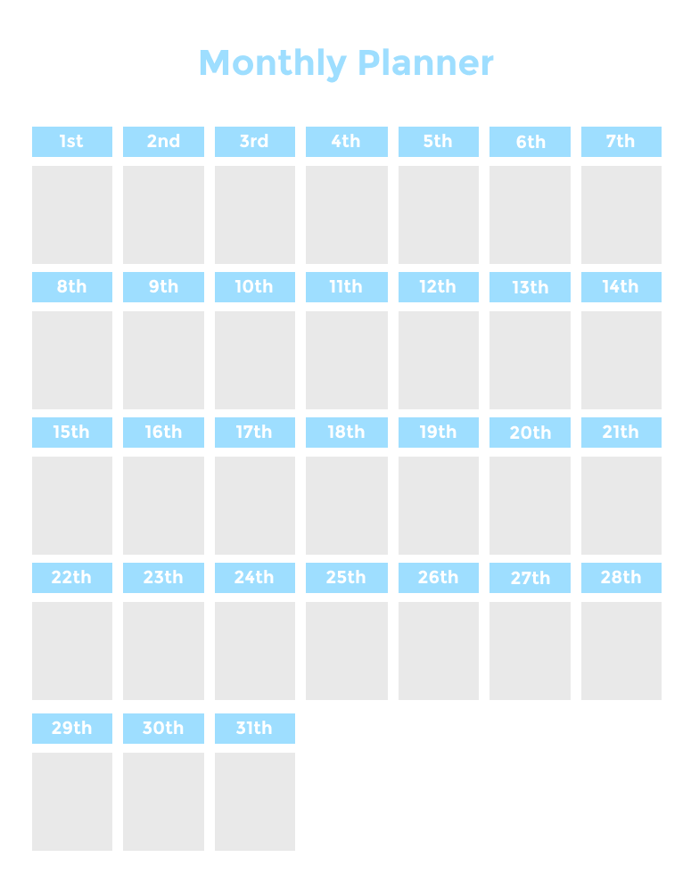 Month Schedule Template from clockify.me