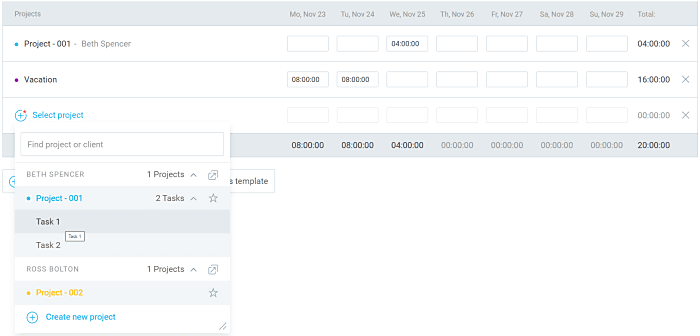 timesheet view