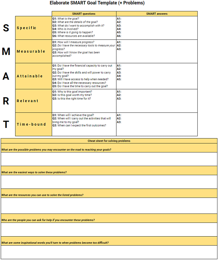 Smart Action Plan Template from clockify.me