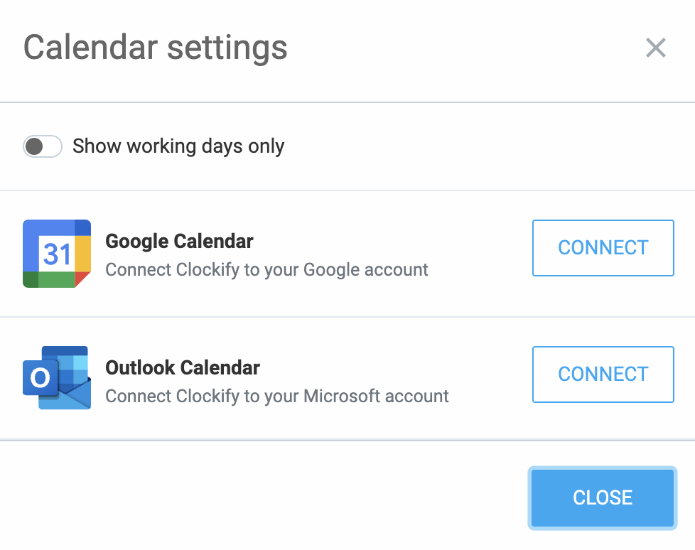 Clockify calendar integration
