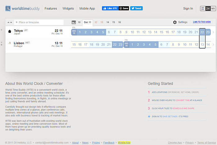 Time converter tools - World Time Buddy