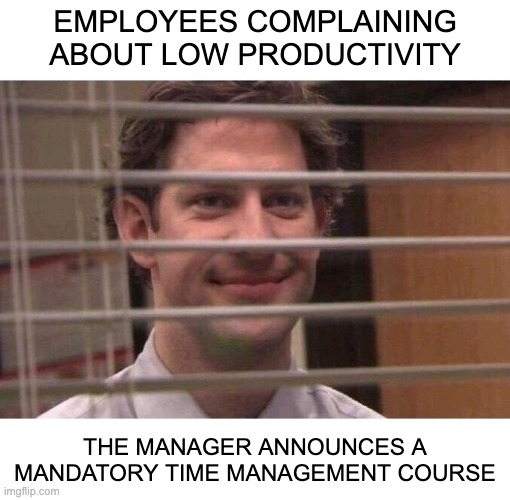 Time management course meme