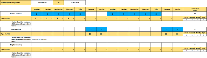 Bi-Weekly Work Schedule