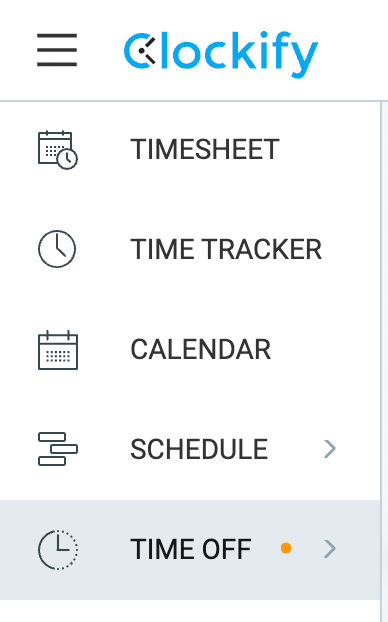 2. Time off in the sidebar
