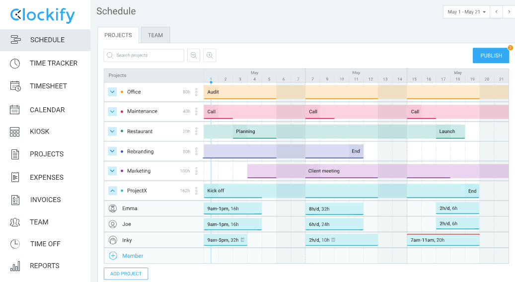 Schedule goals in Clockify