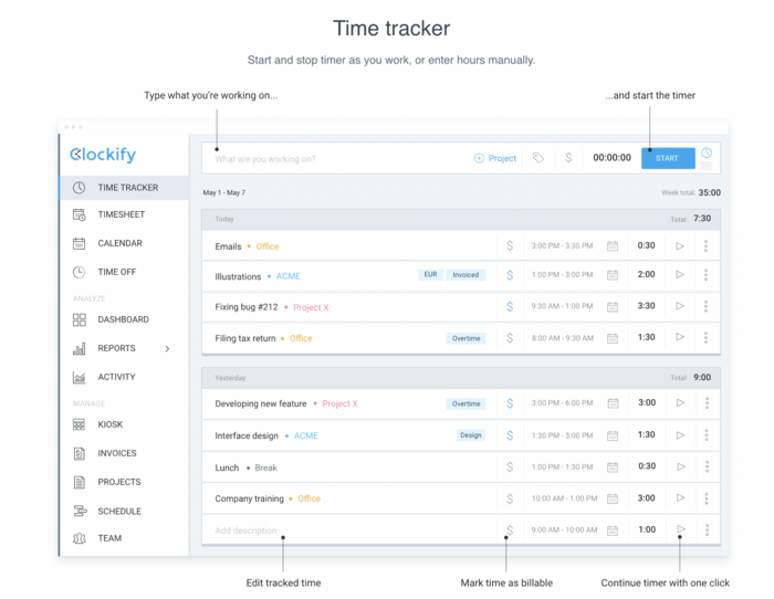 Clockify time tracker