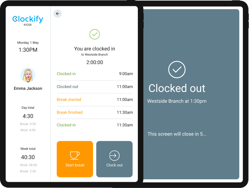 Time clock kiosk