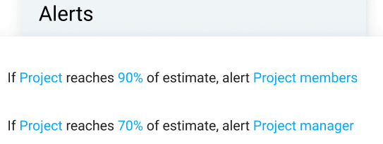 Clockify setting up project alerts