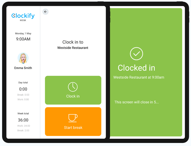 time clock clockify