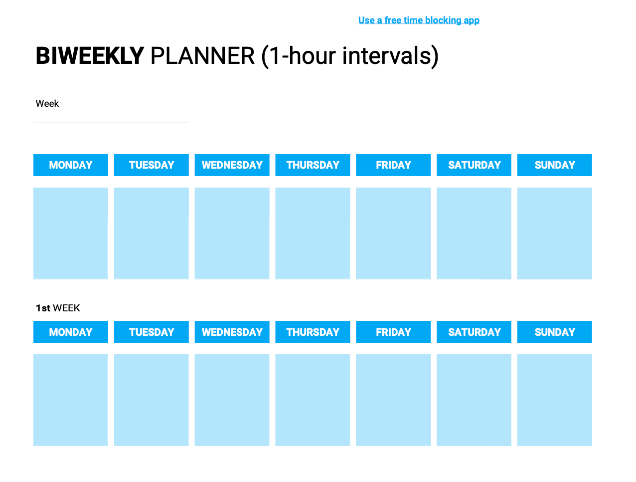 Biweekly planner
