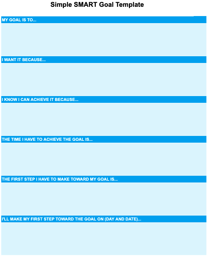 Simple SMART Goal Template