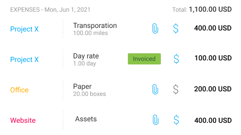 Clockify expenses feature