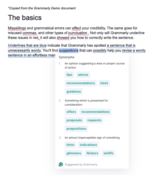 Grammarly synonyms