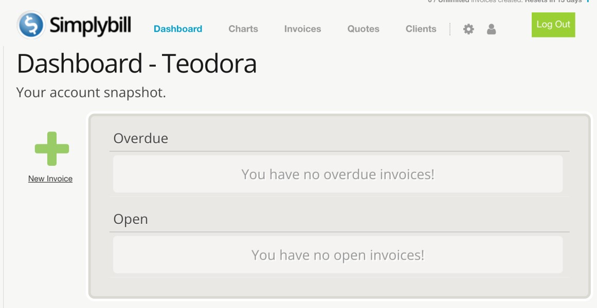 Simplybill dashboard