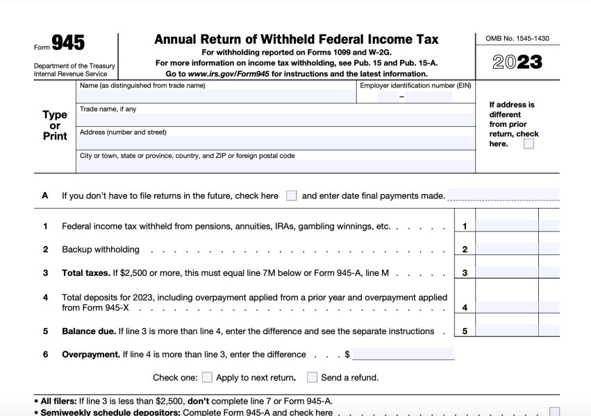 Annual return of federal income tax