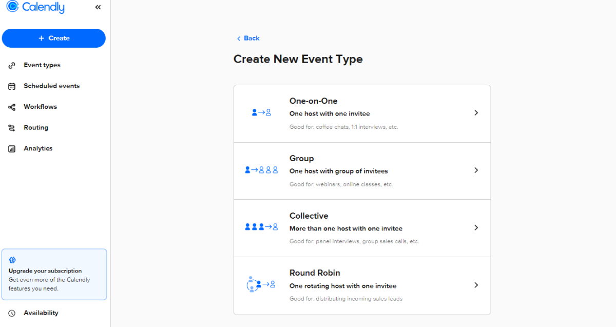 Calendly creating events