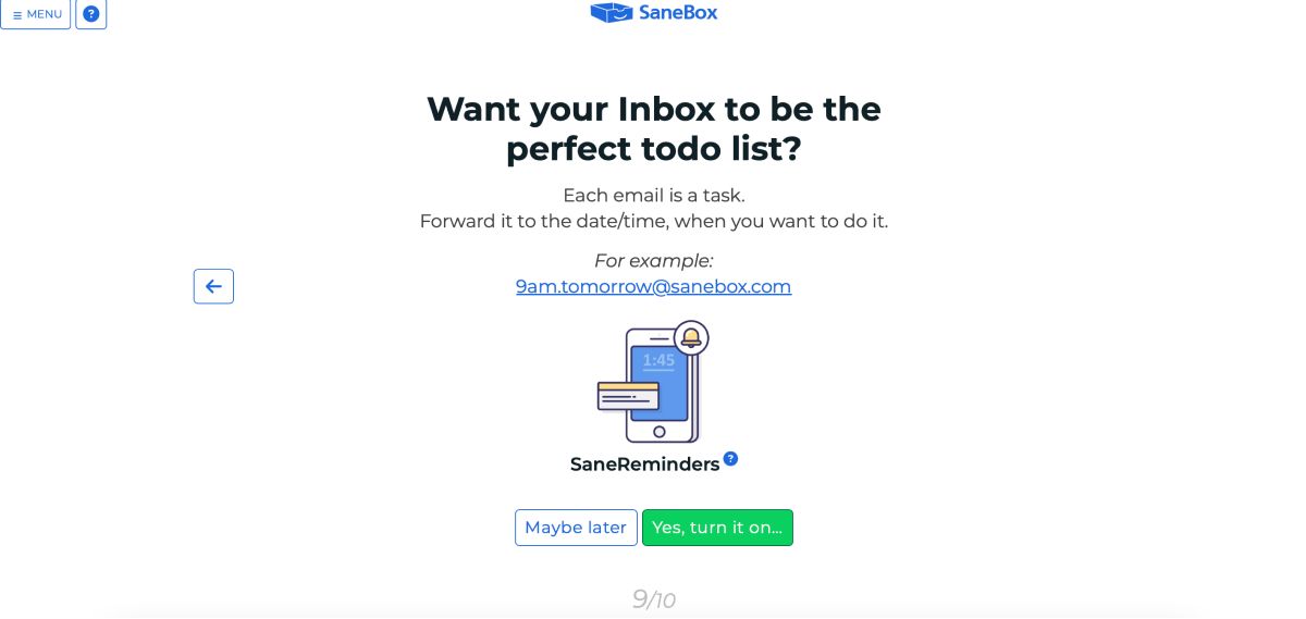 Sanebox to-do list