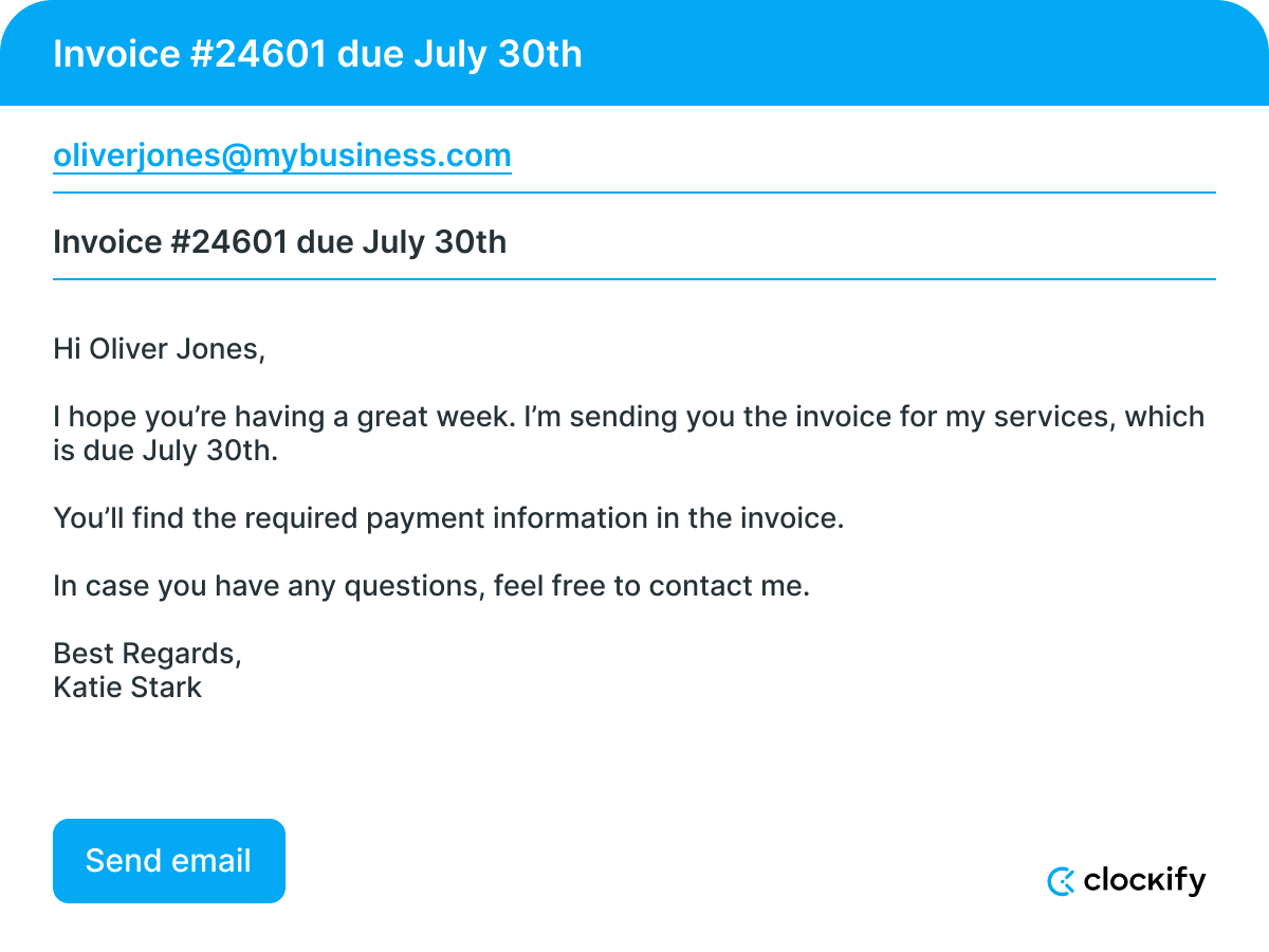 Invoice #24601 due July 30th