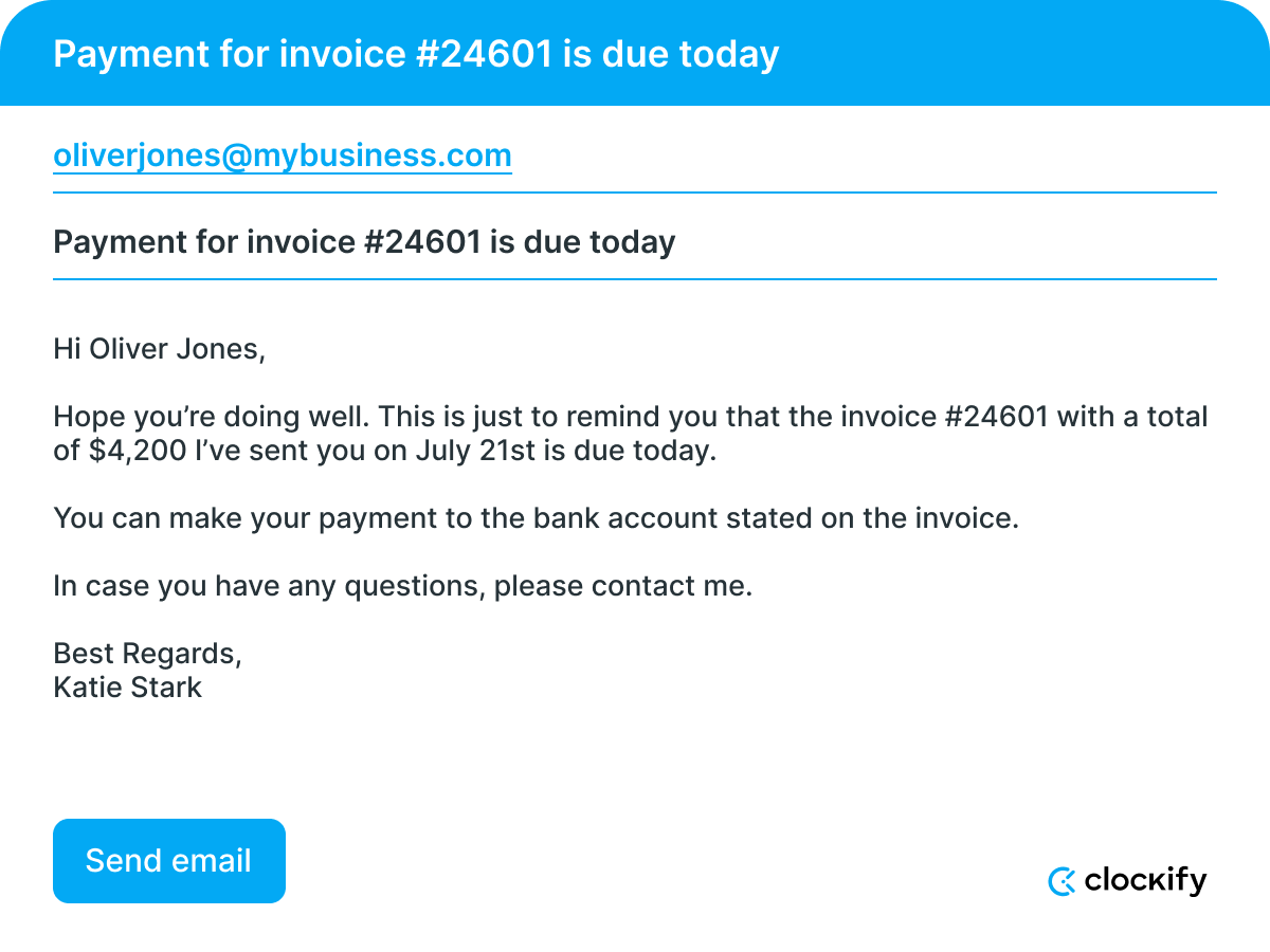 Payment for invoice #24601 is due today