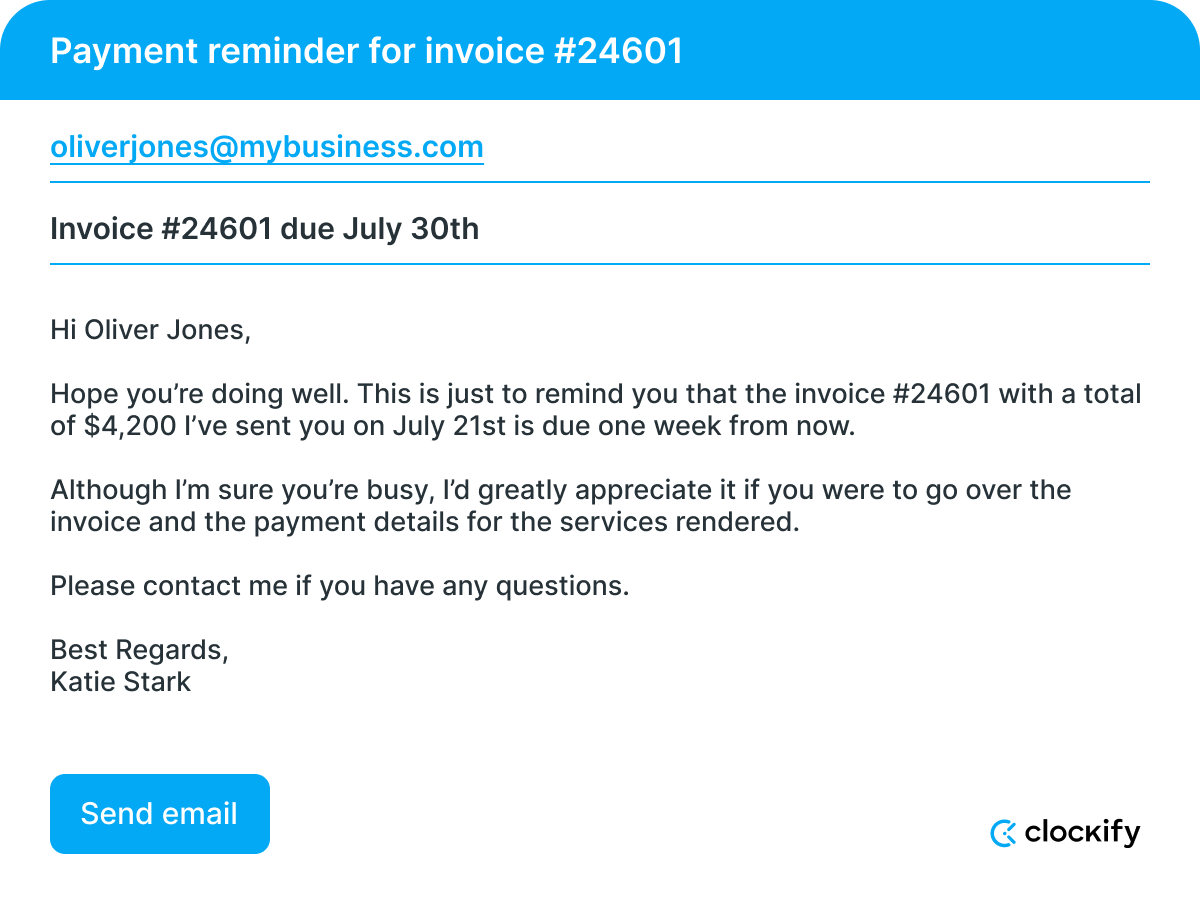 Payment reminder for invoice #24601