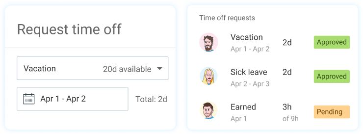 Time off requests in Clockify