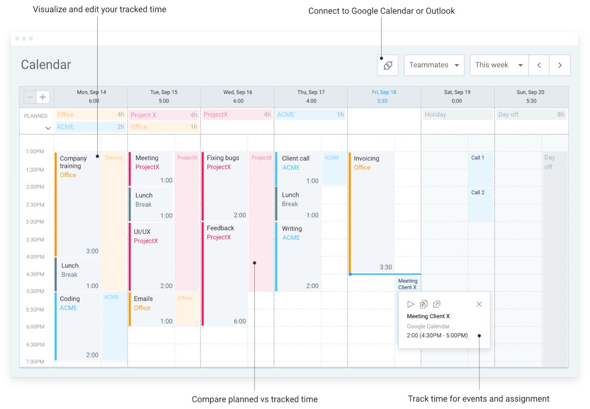 Clockify Calendar