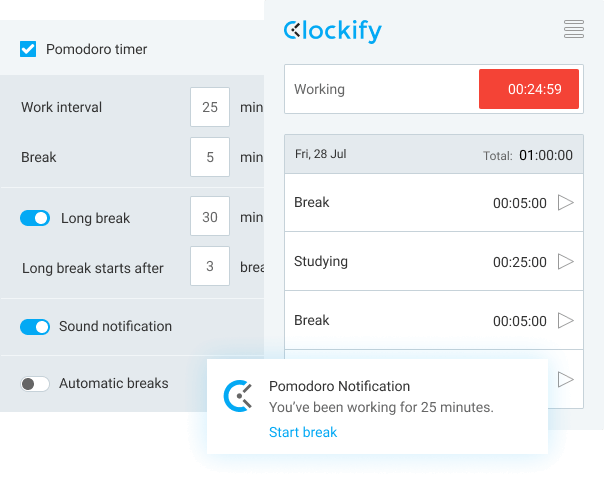 Clockify Pomodoro Timer