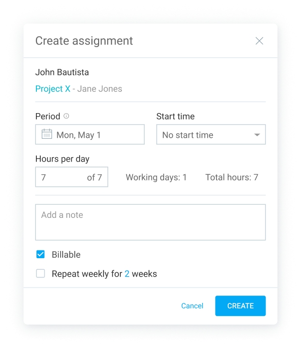 Create an assignment in Clockify