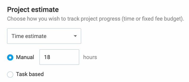 Setting time estimates per project in Clockify