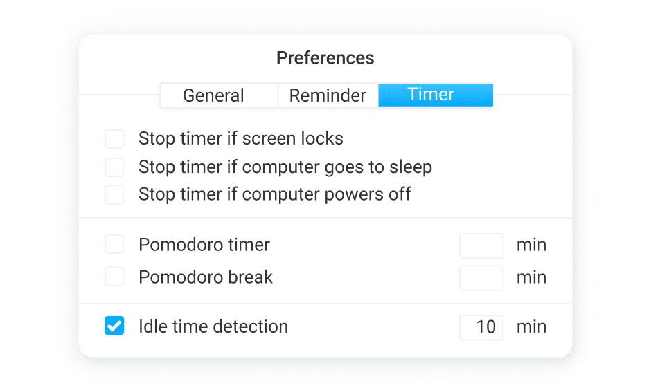 Timer preferences in Clockify