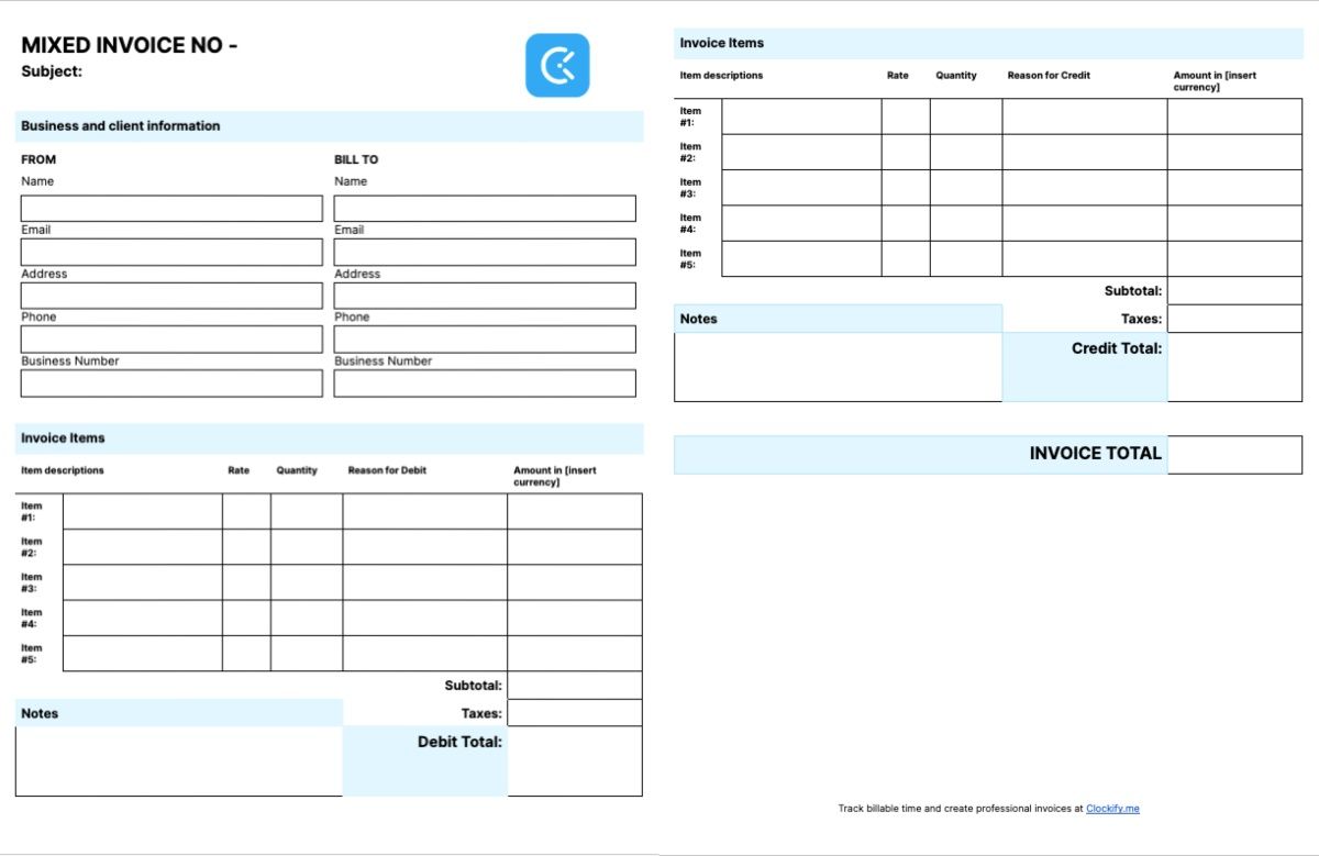 Clockify invoice template