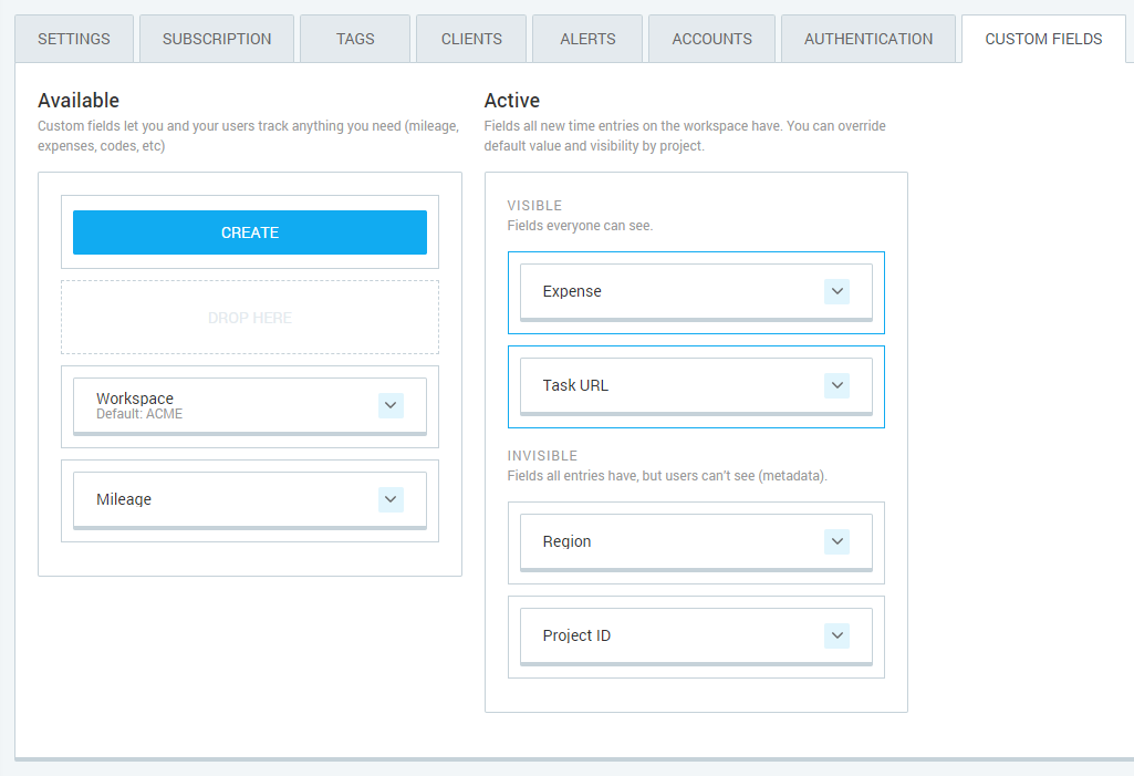 Custom fields