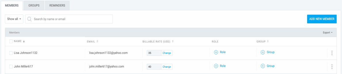 Team hourly rates in Clockify