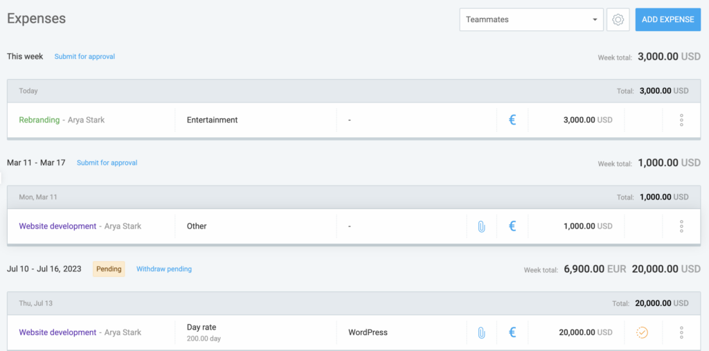 Expense tracking