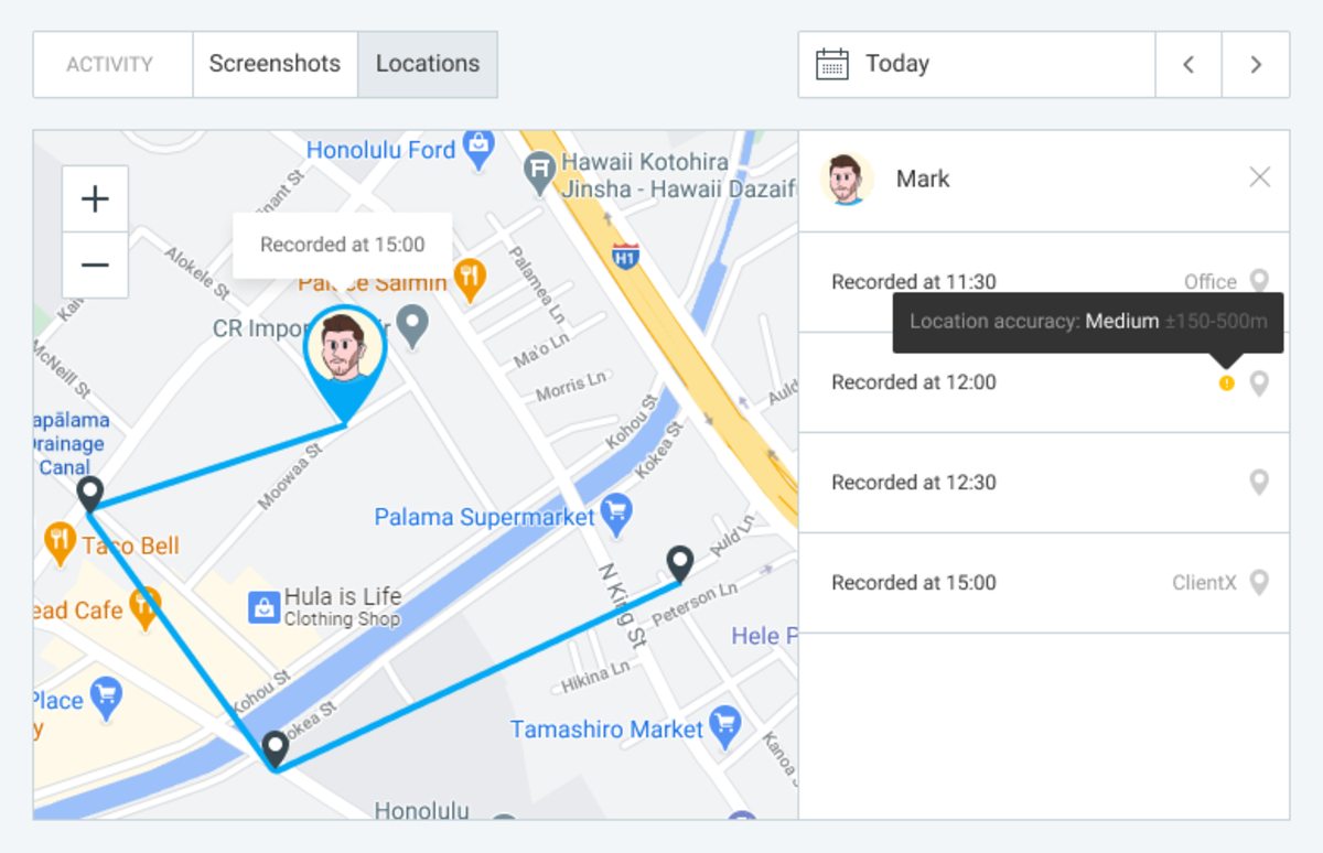 GPS tracking in Clockify