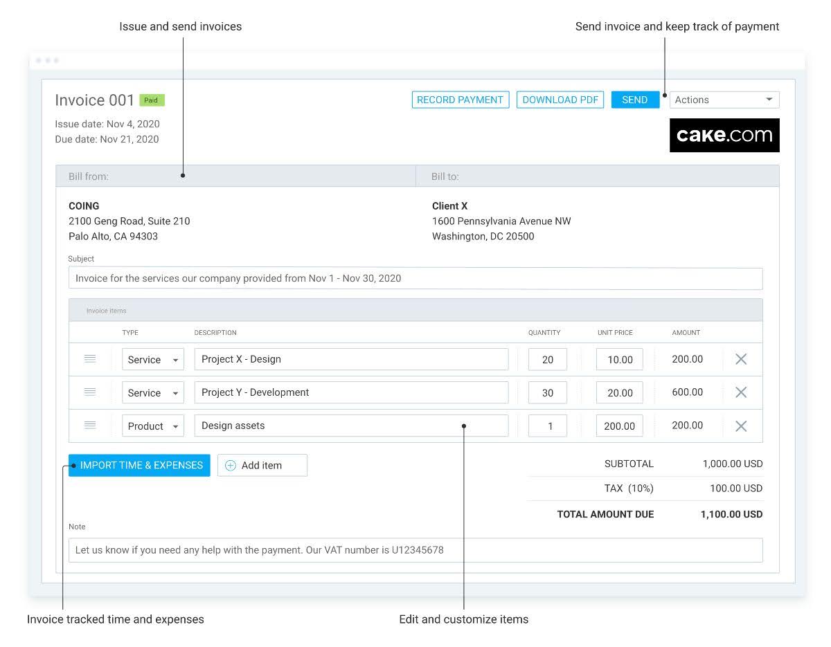 Invoicing in Clockify