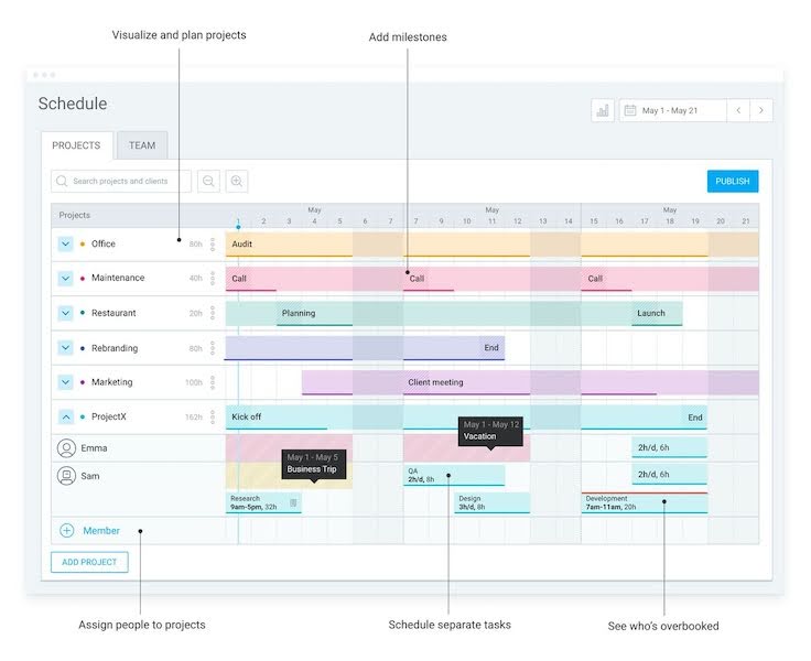 Scheduling in Clockify